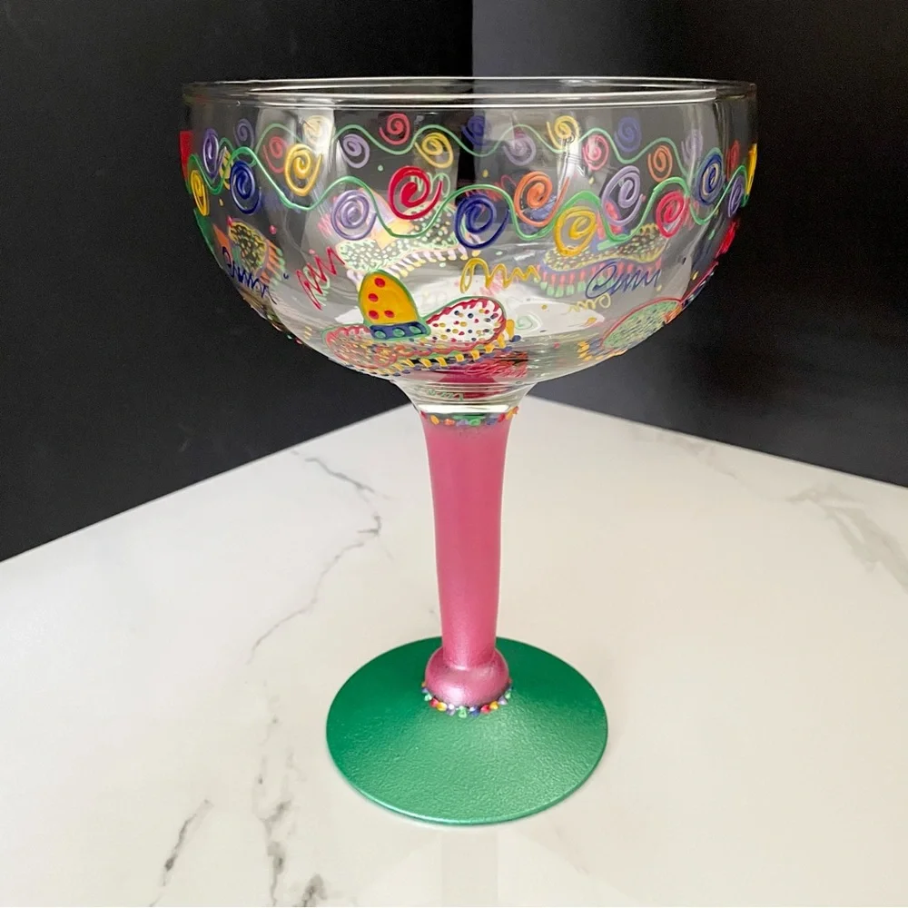 Jumbo Smithereens Margarita Glass Painted by Vikki